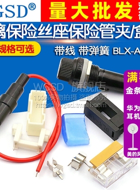 玻璃保险丝管套座5X20 熔断器带线底座BLX-A保险管盒子FUSE带弹簧