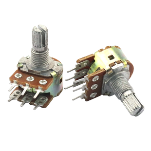 WGSD 双联电位器B100K WH148功放音量调音6脚柄长15MM (2个)