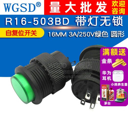 R16-503BD带灯无锁 绿色圆形