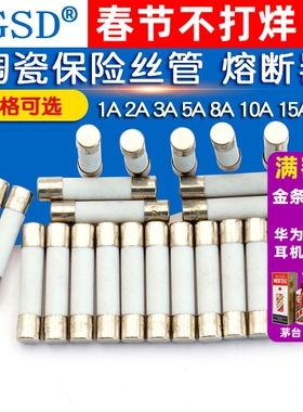陶瓷保险丝管5x20mm250V熔断器式万用表1A2A3A5A10A15A30安保险管