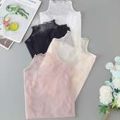 薄款 2026春季 女长袖 高领蕾丝打底衫 内搭纱衣洋气波点网纱上衣 新款