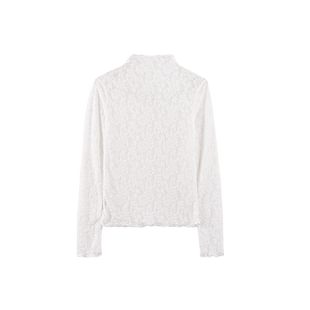 2025年秋新款百搭洋气网纱小衫女半高领蕾丝打底衫长袖毛衣内搭纱