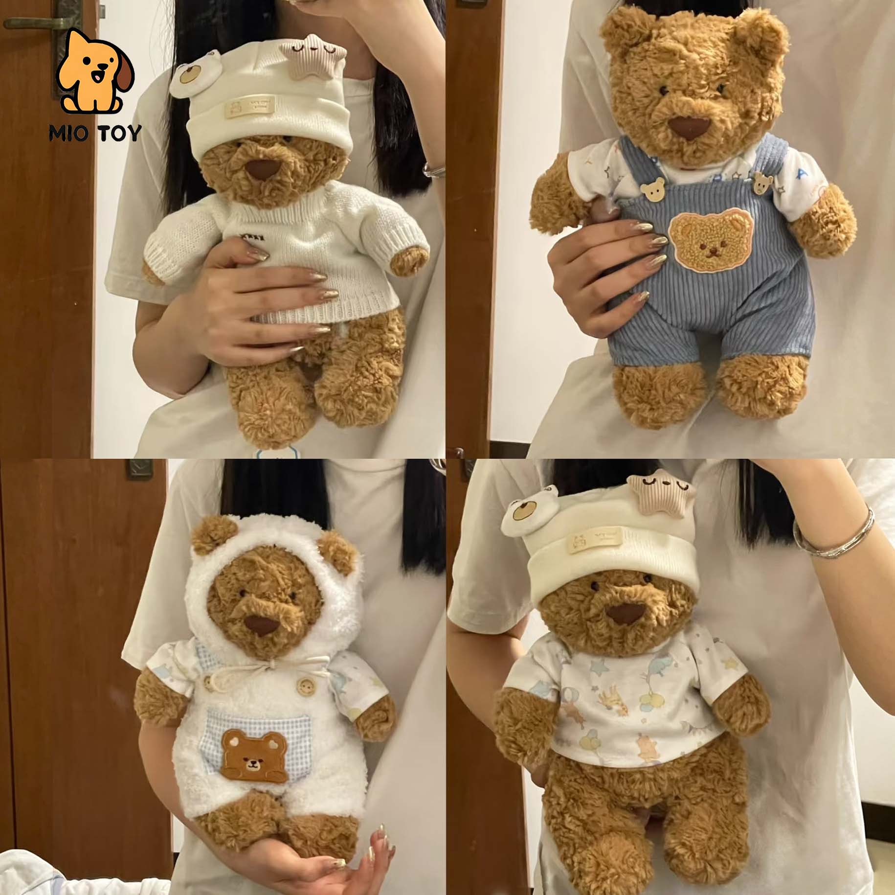 巴塞罗熊邦尼兔子娃衣背带裤套装