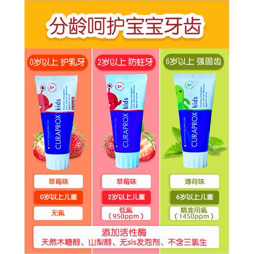 CURAPROX草莓味儿童牙膏无氟