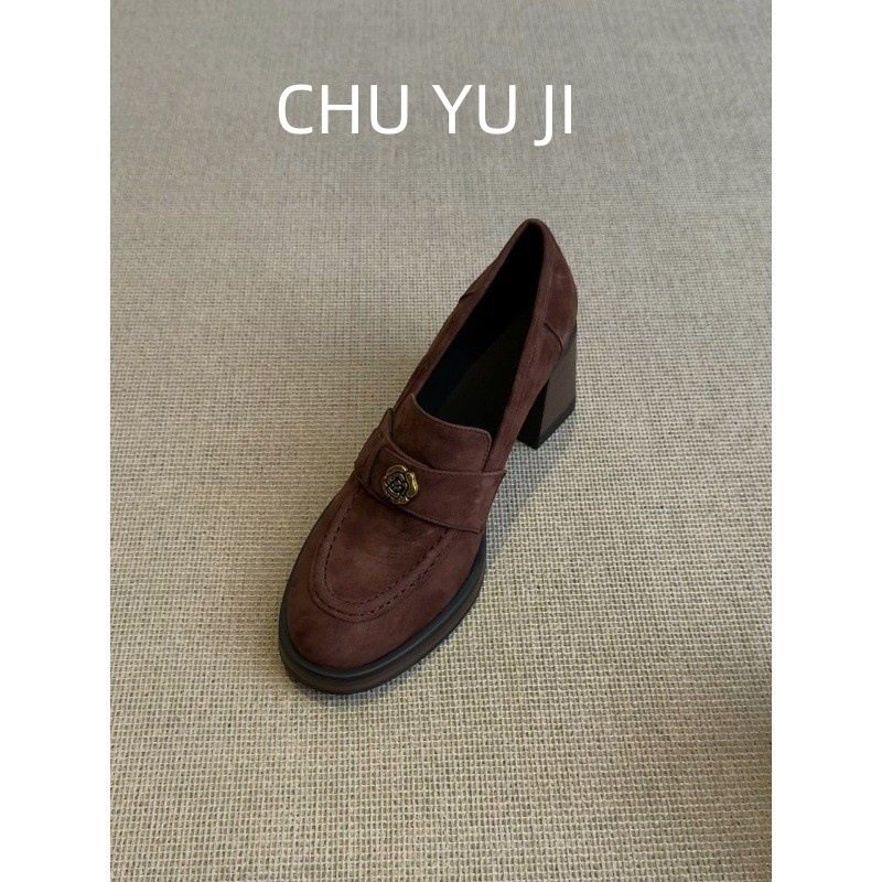 初遇季古典美学~山茶花一脚蹬乐福鞋女粗高跟单鞋,女鞋,浅口单鞋,淘宝优惠券,粉丝福利购,淘宝优惠卷