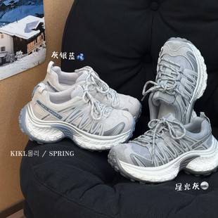 舒适百搭户外休闲运动鞋 新款 女2026春季 巴黎感厚底炸街老爹鞋