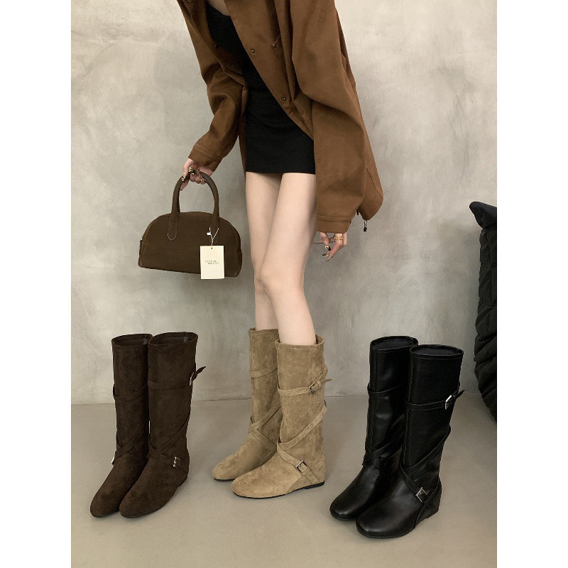 内靴子美拉德堆堆靴长筒靴女小个子中筒靴骑士靴西部牛仔靴秋