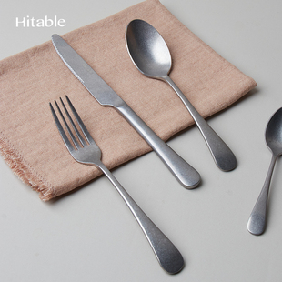 Hitable主餐刀叉勺不锈钢做旧复古牛排刀西餐家用餐具套装