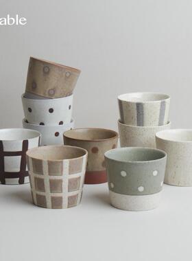 Hitable烘焙手握杯原创涂鸦复古猪口杯家用咖啡杯甜品店拉花杯