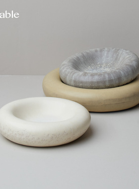 Hitable甜甜圈皿创意圆嘟嘟盘子陶瓷甜点盘餐厅可爱深窝盘子