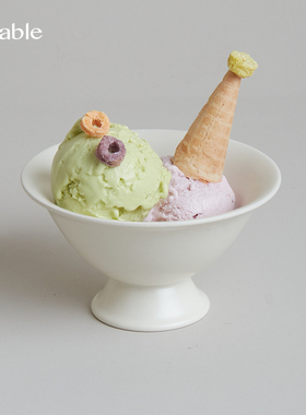 Hitable云上高脚碗陶瓷甜品碗冰激凌碗高颜值微哑光燕麦酸奶碗