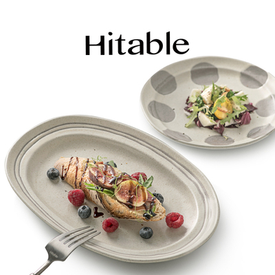 Hitable 涂鸦系列复古波点椭圆形餐盘陶瓷家用盘子时髦设计感餐具