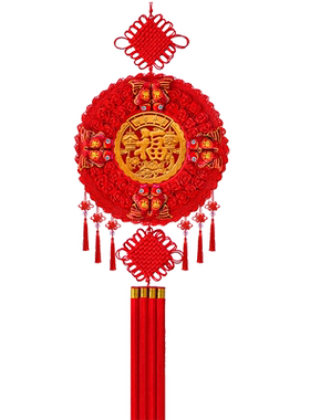 中国结挂饰客厅高档桃木福佑富