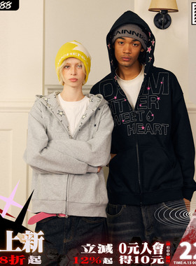 DONSMOKE星星拼接卫衣DSM宽松舒适撞色星星印花宽松版型连帽上衣