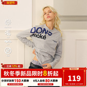 DONSMOKE正肩侧大标语长袖 内搭休闲上衣 经典 T恤DSM美式 大logo秋季