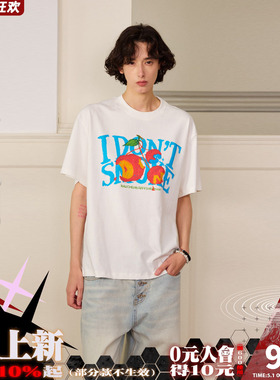 【蜡笔樱桃】DONSMOKE落肩涂鸦艺术风logo短袖DSM趣味宽松防晒T恤