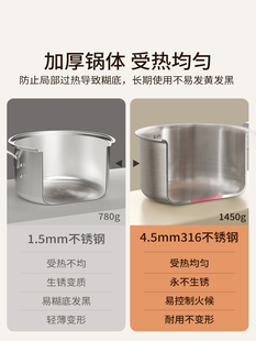素味316不锈钢汤锅加厚家用蒸锅煮粥锅炖锅双耳燃气灶电磁炉专用