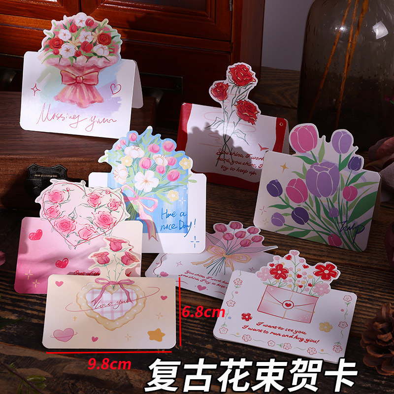 复古花束明信片空白卡片小贺卡图片