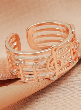 其他男女通用锌合金简约音符戒指