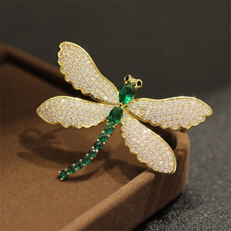 卡通精致蜻蜓胸针女高档镶钻合金别针时尚西装礼服高级感百搭配饰