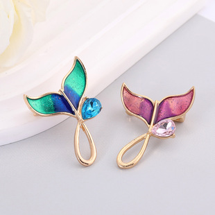 轻奢彩色鱼尾胸针女高档小众设计感别针时尚西装礼服高颜值配饰潮