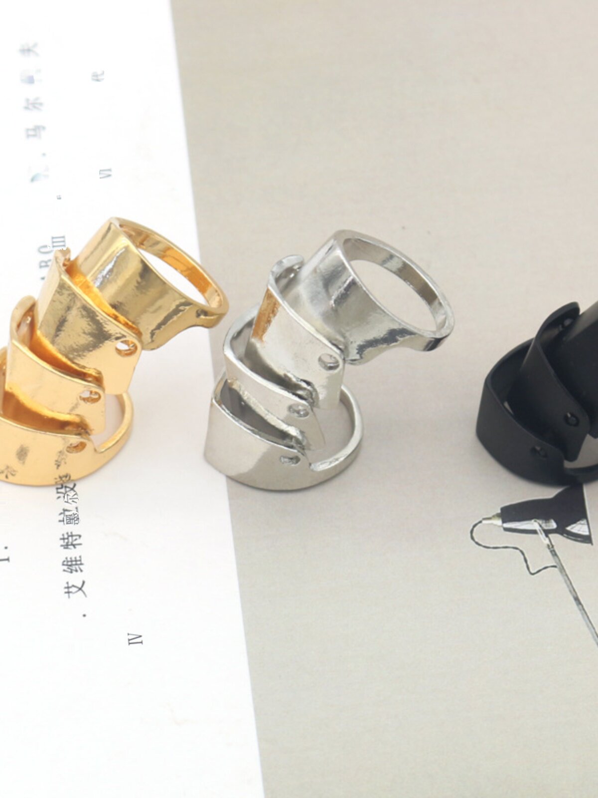 NEW PUNK STYLE JOINT RINGS MENS METALLIC ARMOR FINGER MOVEMENT FINGER RINGS HAND ORNAMENTS ARMOR FINGER SLEEVE JEWELRY