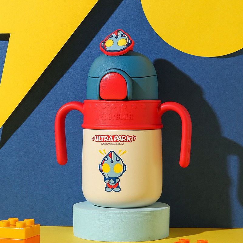 杯具熊儿童学饮保温杯奥特曼男女宝宝草莓熊水壶婴幼儿园吸管水杯