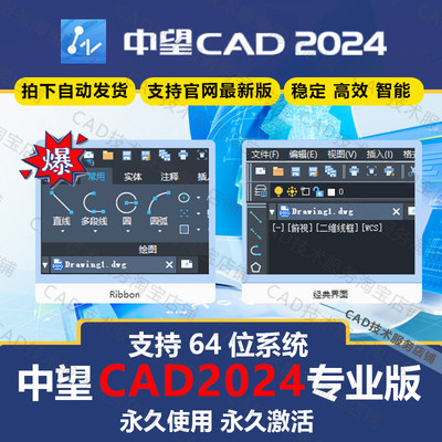 中望cad2024软件安装专业版中文简体软件免激活包代远程定制服务