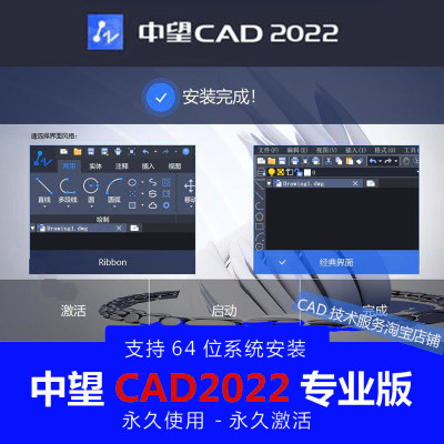 中望cad2022软件安装专业版中文简体软件免激活包代远程定制服务