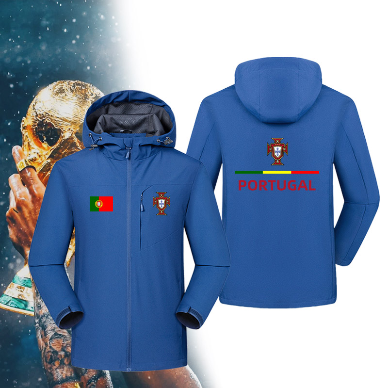 可定制男士足球训练服冲锋衣外套葡萄牙队C罗球迷运动休闲夹克衫