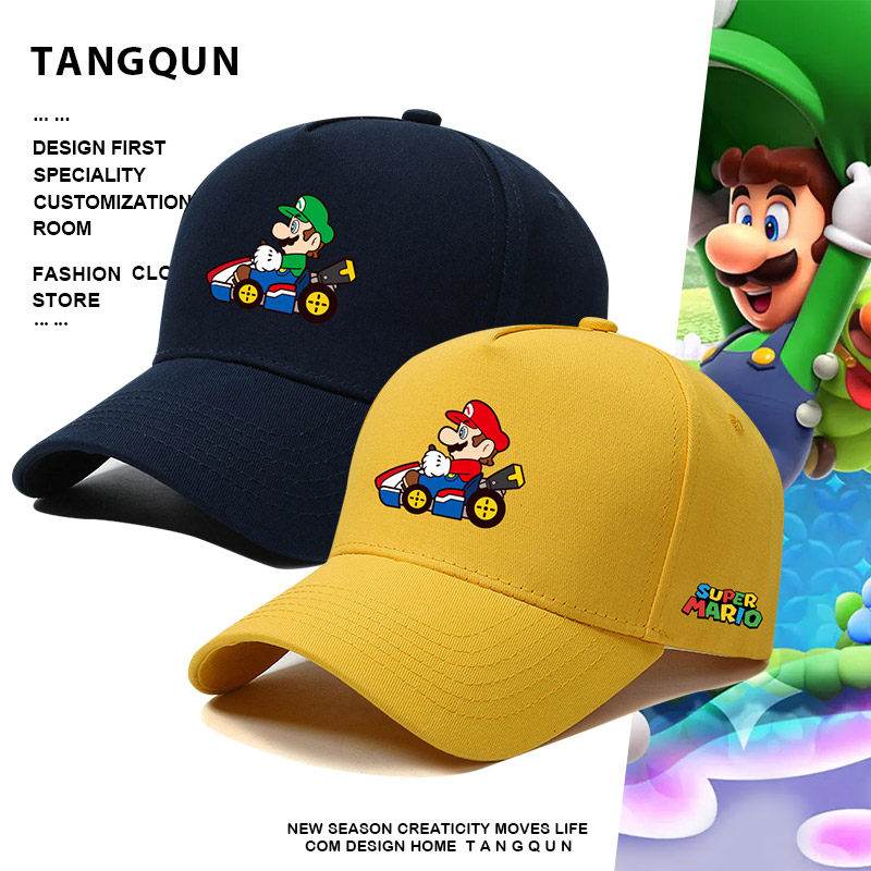 马里奥路易吉耀西卡通游戏同款太阳帽子男运动夏季情侣遮阳棒球帽