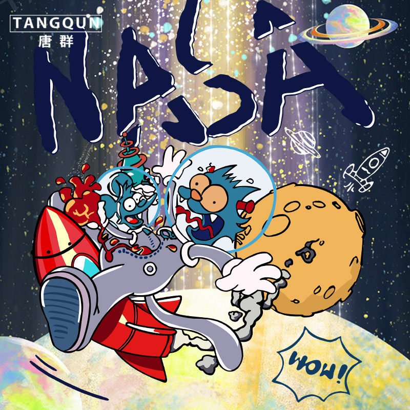 nasa联名t恤情侣款短袖太空人周边卡通动漫圆领宽松潮夏季半袖男