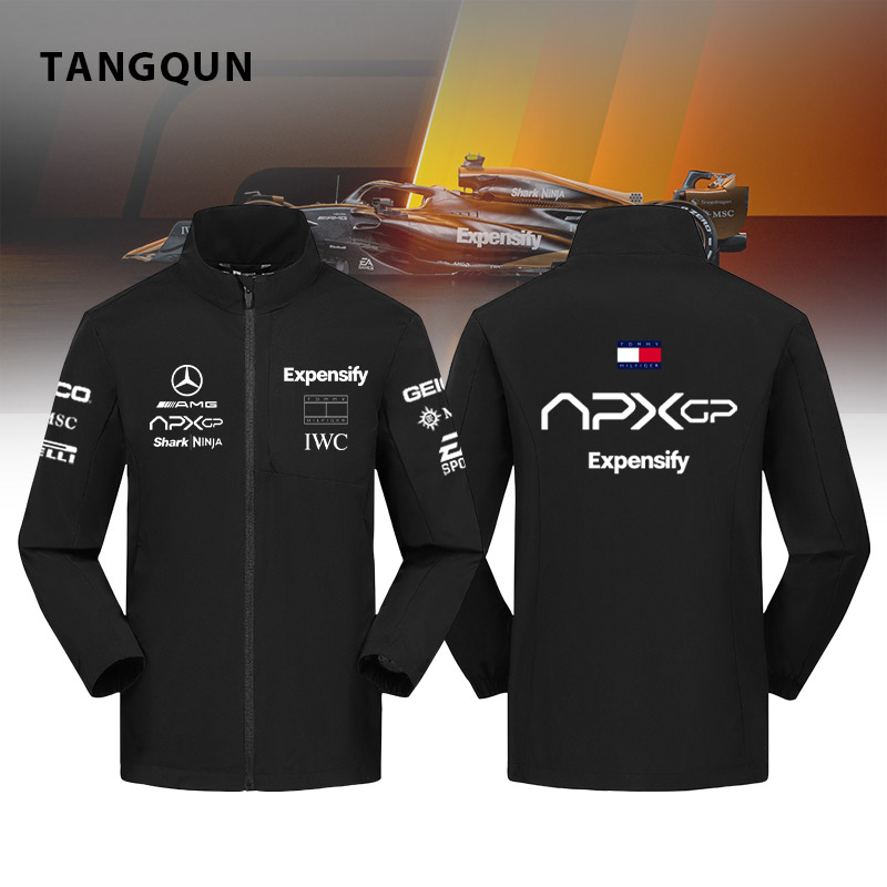 定制F1狂飙飞车电影赛车手APXGP皮特周边秋冬冲锋衣立领夹克外套