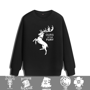 美剧权利的游戏圆领卫衣男外套 史塔克狼头冰与火之歌周边上衣服