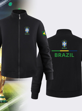 巴西国家队Brazi足球运动外套男女立领卫衣男休闲户外训练服外套