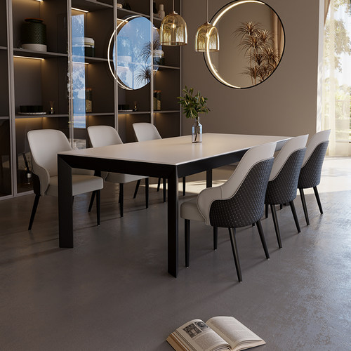 德利丰大岩板长方形餐桌家用办公