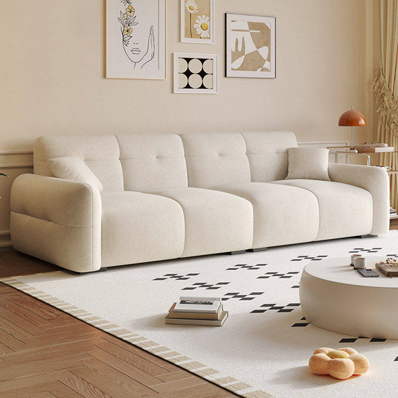 2026新款奶油风简约布艺沙发客厅出租屋直排经济小户型三四人沙发