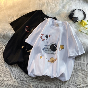 ！夏季纯棉印花圆领T恤宽松短袖男QT707-DT66批25图片