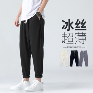 冰丝裤新面料！夏季男士大码九分裤休闲裤QT707-35图片