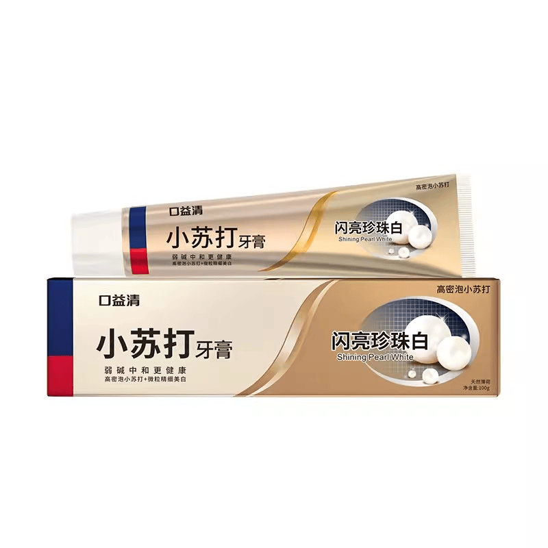 口益清小苏打牙膏美白去黄去口臭异味去牙垢牙龈护理去烟渍、正品
