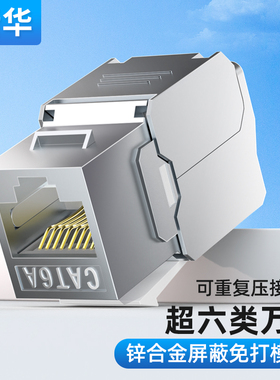 浙华网络面板插座模块超六CAT6七7类屏蔽万兆网线RJ45免打插头