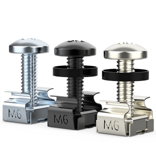 浙华机柜螺丝m6十字理线架配线架图腾机柜专用螺丝网络机柜服务器层板卡式螺母螺丝螺帽带M6卡扣100套包邮