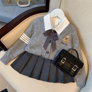 jk制服学院风套装女童连衣裙秋冬冬季2026新款女孩儿童ak百褶裙子