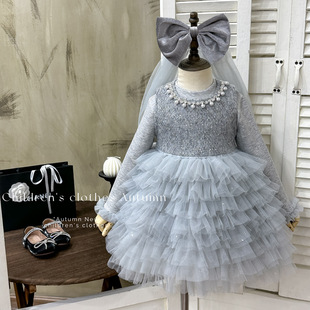 女童加绒加厚连衣裙艾莎公主裙冬装冬季爱莎生日背心蛋糕裙子套装