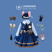 朱迪兔子警官儿童cos衣服迪士尼疯狂动物城冬装 女童公主裙子套装