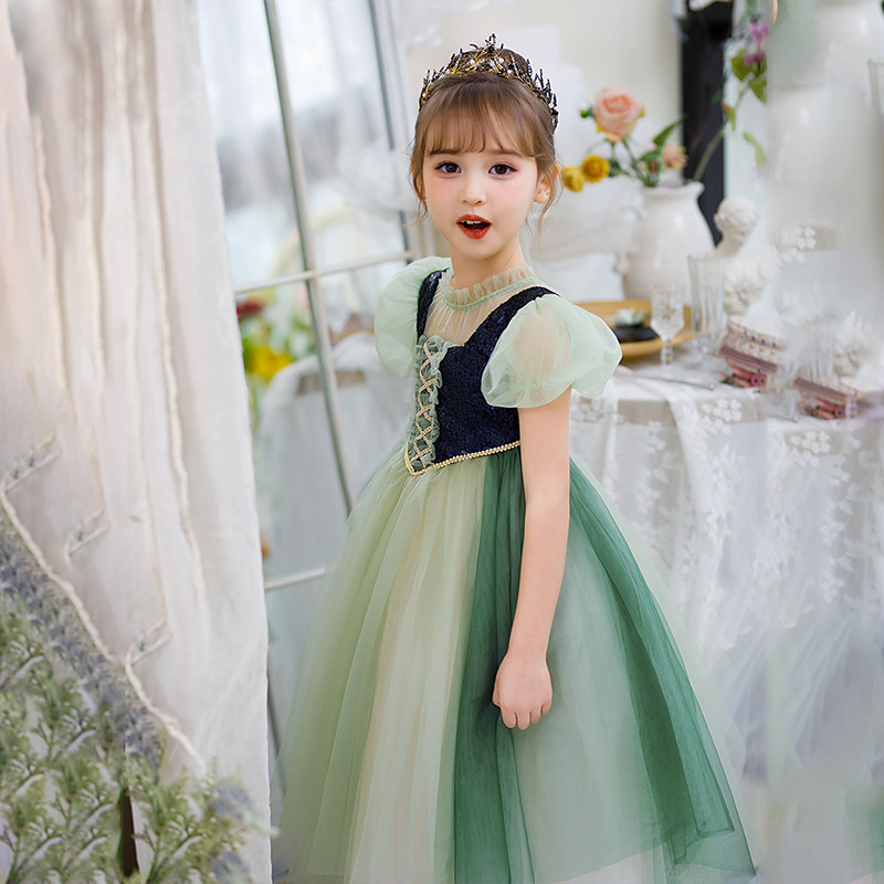 冰雪奇缘爱莎迪士尼安娜艾莎公主裙夏季女童蓬蓬纱裙子儿童连衣裙