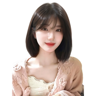 假发全头套女真发自然增发量蓬松遮白发减龄波波头短发整顶假发套