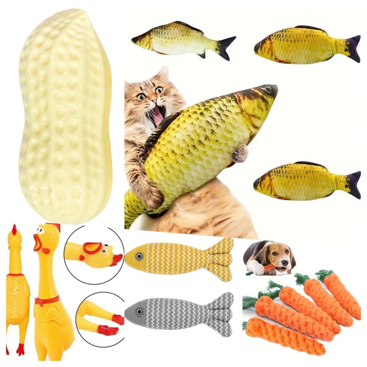 薄荷鱼形玩具橡胶干鸡和胡萝卜宠物玩具娱乐咀嚼乐漏食玩具仿真鱼