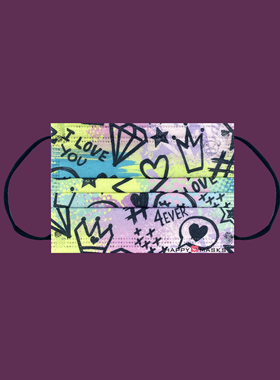 HappyMasks儿童无纺布定制印花一次性口罩防尘透气三层防护