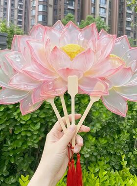 夏日古风荷花手持团扇拍照道具